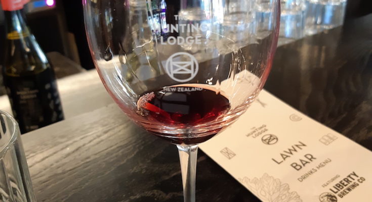 Glass of wine tasting Hunting lodge Winery