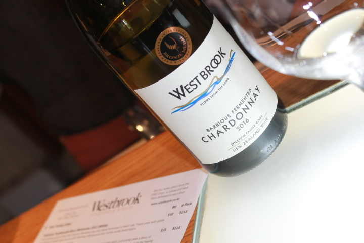 Tasting New Zealand Chardonnay wine at Westbrook Winery