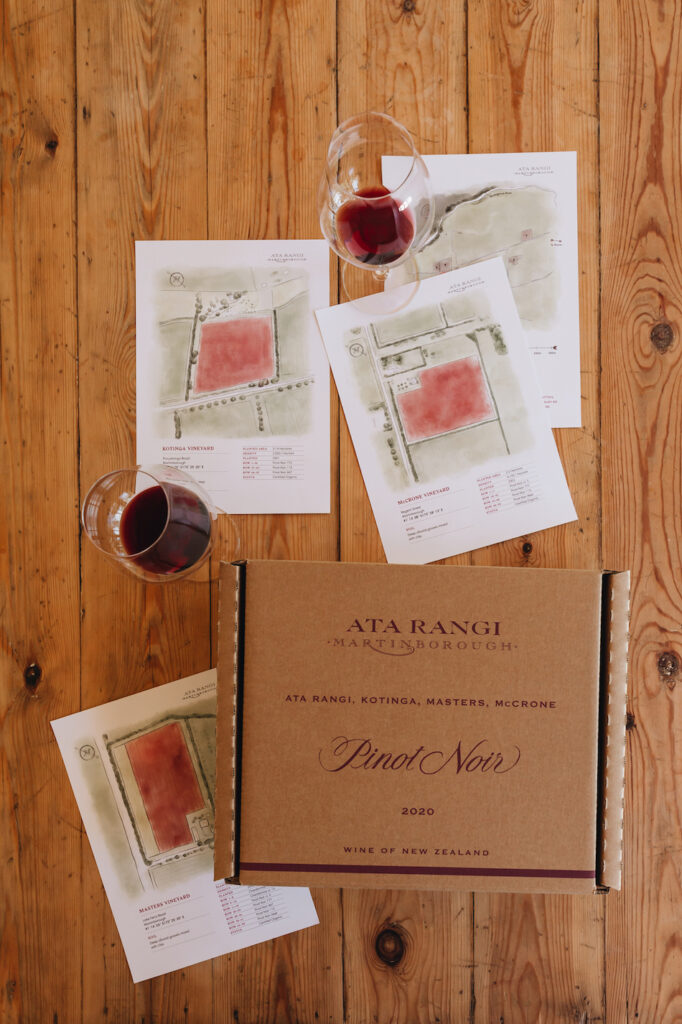 Ata Rangi 20 Pinot VS closed box with maps on table 3 - portrait BB Feb 23
